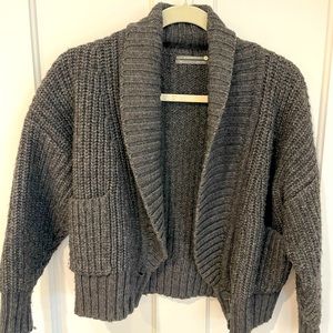 Anthropologie Gray Crop Knit Sweater
